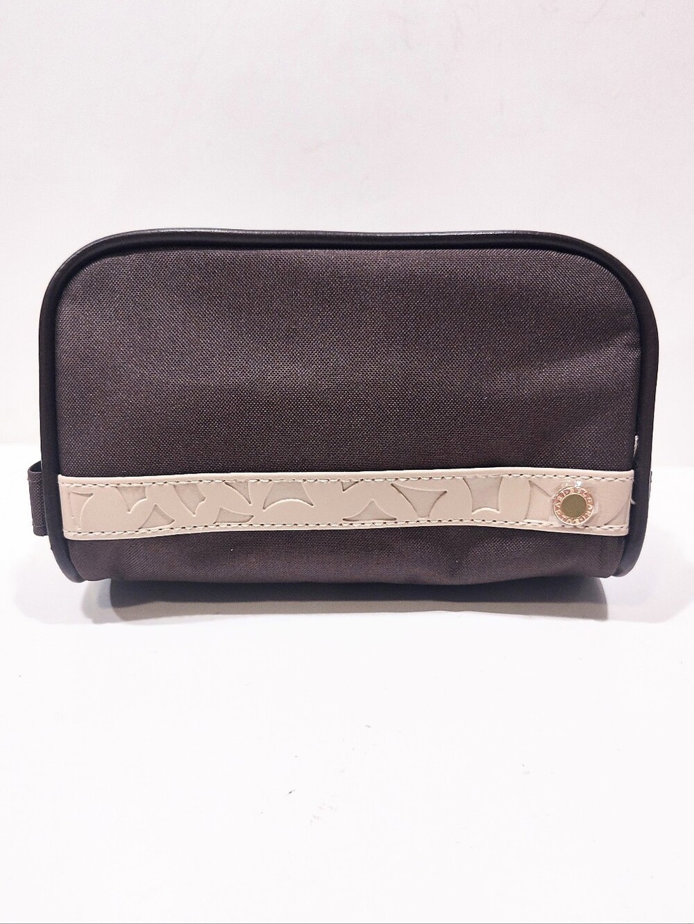 BVLGARI Emirates Business Class Amenity Toiletry Travel Bag Dopp Kit Brown Empty